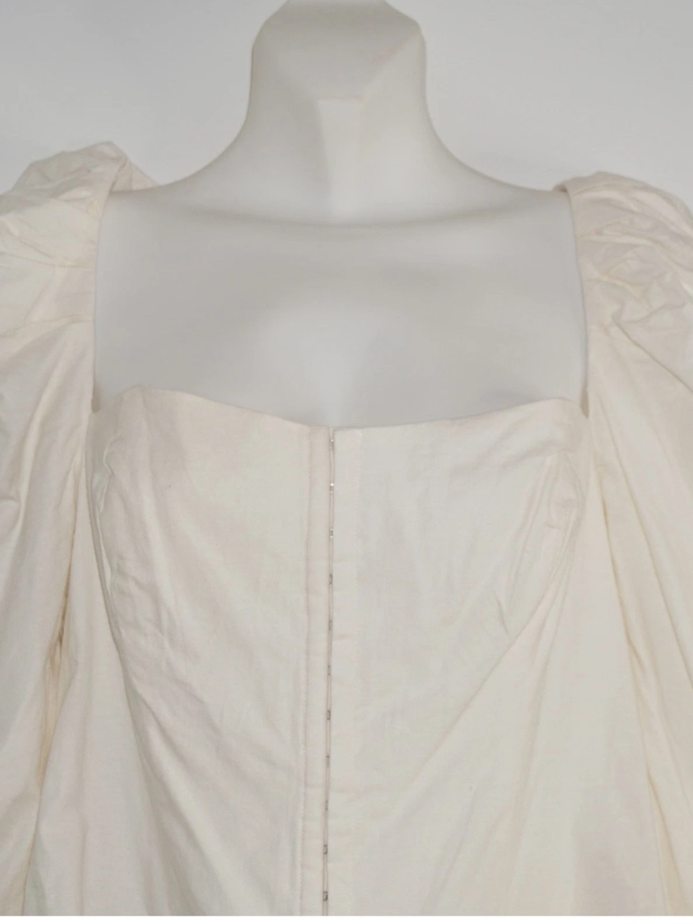 LPA Ildalia Cream Corset Puff Sleeve Top Size: XL Linen Blend Cottagecore - Picture 3 of 10